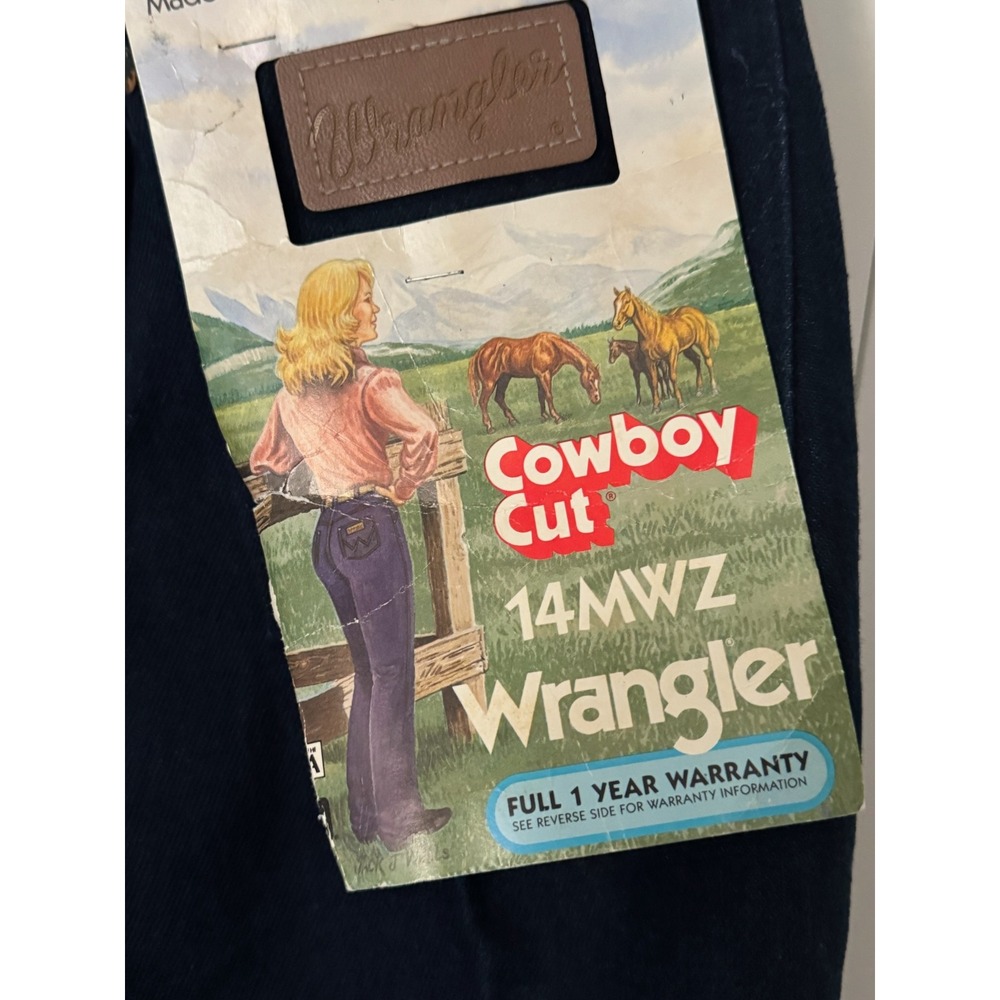 Vintage Wrangler 14MWZ Cowboy Cut Tapered Leg Indigo Blue Denim Jeans NWT - Picture 2 of 12
